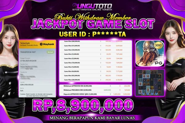 UNGUTOTO | BUKTI PEMENANG PGSOFT ASGARDIAN RISING UNGUTOTO 17 JUNI 2025 RP. 8.900.000- LUNAS