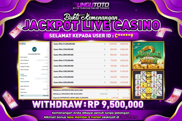 UNGUTOTO | BUKTI PEMENANG MAHJONG WAYS2 UNGUTOTO 15 JUNI 2025 RP. 9.500.000- LUNAS
