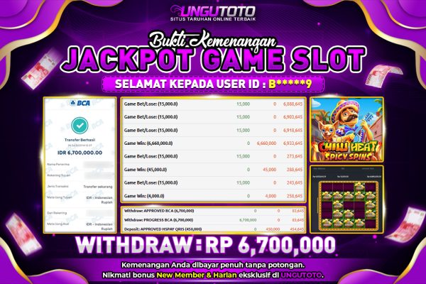 UNGUTOTO | BUKTI PEMENANG PRAGMATIG CHILLI HEAT SPICY SPINS UNGUTOTO 26 JULY 2025 RP. 6.700.000,- LUNAS