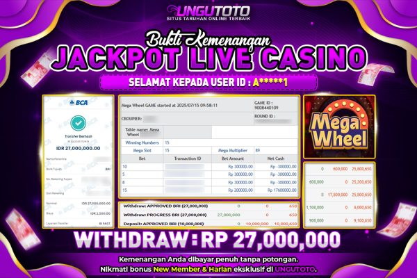 UNGUTOTO | JACKPOT BESAR DI GAME LIVE CASINO