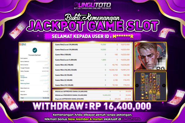 UNGUTOTO | BUKTI PEMENANG PGSOFT JACK THE GIANT HUNTER UNGUTOTO 06 JULY 2025 RP. 16.400.000,- LUNAS