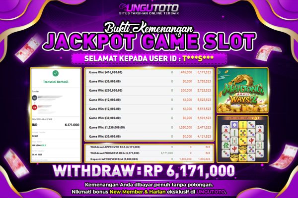 UNGUTOTO | BUKTI PEMENANG PGSOFT MAHJONG WAYS 2 UNGUTOTO 06 JULY 2025 RP. 6.171.000,- LUNAS