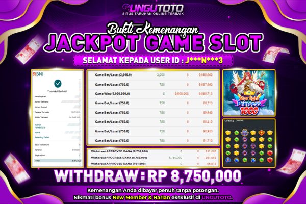 UNGUTOTO | BUKTI PEMENANG PRAGMATIC STARLIGHT PRINCESS 1000 UNGUTOTO 12 JULY 2025 RP. 8.750.000,- LUNAS