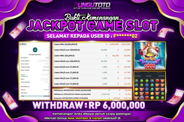 UNGUTOTO | BUKTI PEMENANG PRAGMATIC STARLIGHT PRINCES 1000 ,UNGUTOTO 21 JULY 2025 RP. 21.000.000,- LUNAS