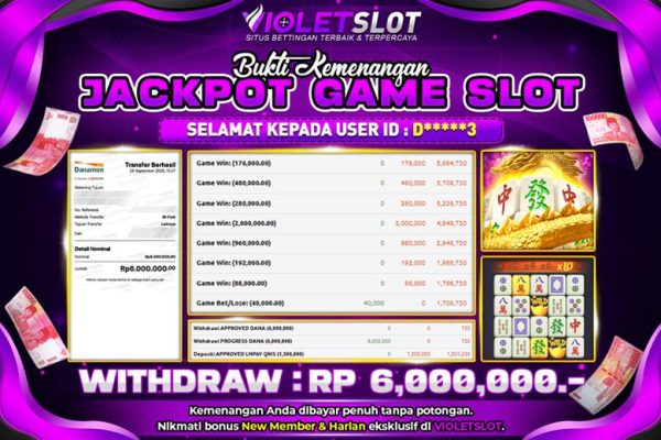 VIOLETSLOT | BUKTI PEMENANG PGSOFT MAHJONG WAYS TANGGAL 29 SEPTEMBER 2025 RP. 6,000,000,. LUNAS