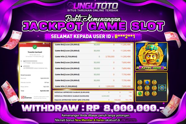 UNGUTOTO | BUKTI PEMENANG SLOT PGSOFT AZTEC GEMS TANGGAL 29 OKTOBER 2025 RP. 8,000,000,. LUNAS