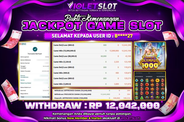 VIOLETSLOT | BUKTI JACKPOT SLOT PRAGMATIC PLAY – GATES OF OLYMPUS 1000