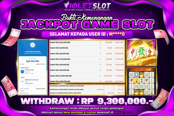 VIOLETSLOT | BUKTI PEMENANG SLOT PGSOFT MAHJONG WAYS TANGGAL 28 OKTOBER 2025 RP. 9,300,000,. LUNAS