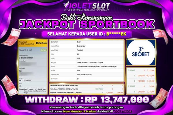 VIOLETSLOT | BUKTI KEMENANGAN SPORTBOOK DIBAYAR TUNTAS
