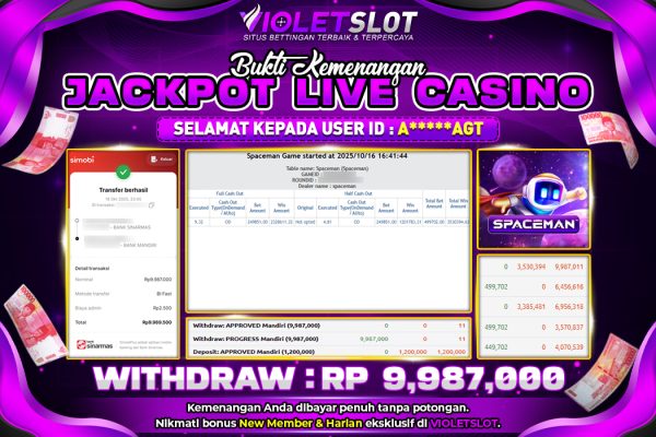 VIOLETSLOT | BUKTI KEMENANGAN LIVE CASINO – PRAGMATIC PLAY SPACEMAN